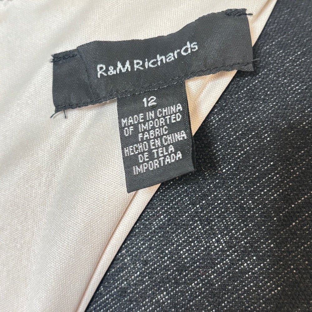 R&M Richards Beige Formal Black Sequined Evening Dress Size 12 - Picture 7 of 14